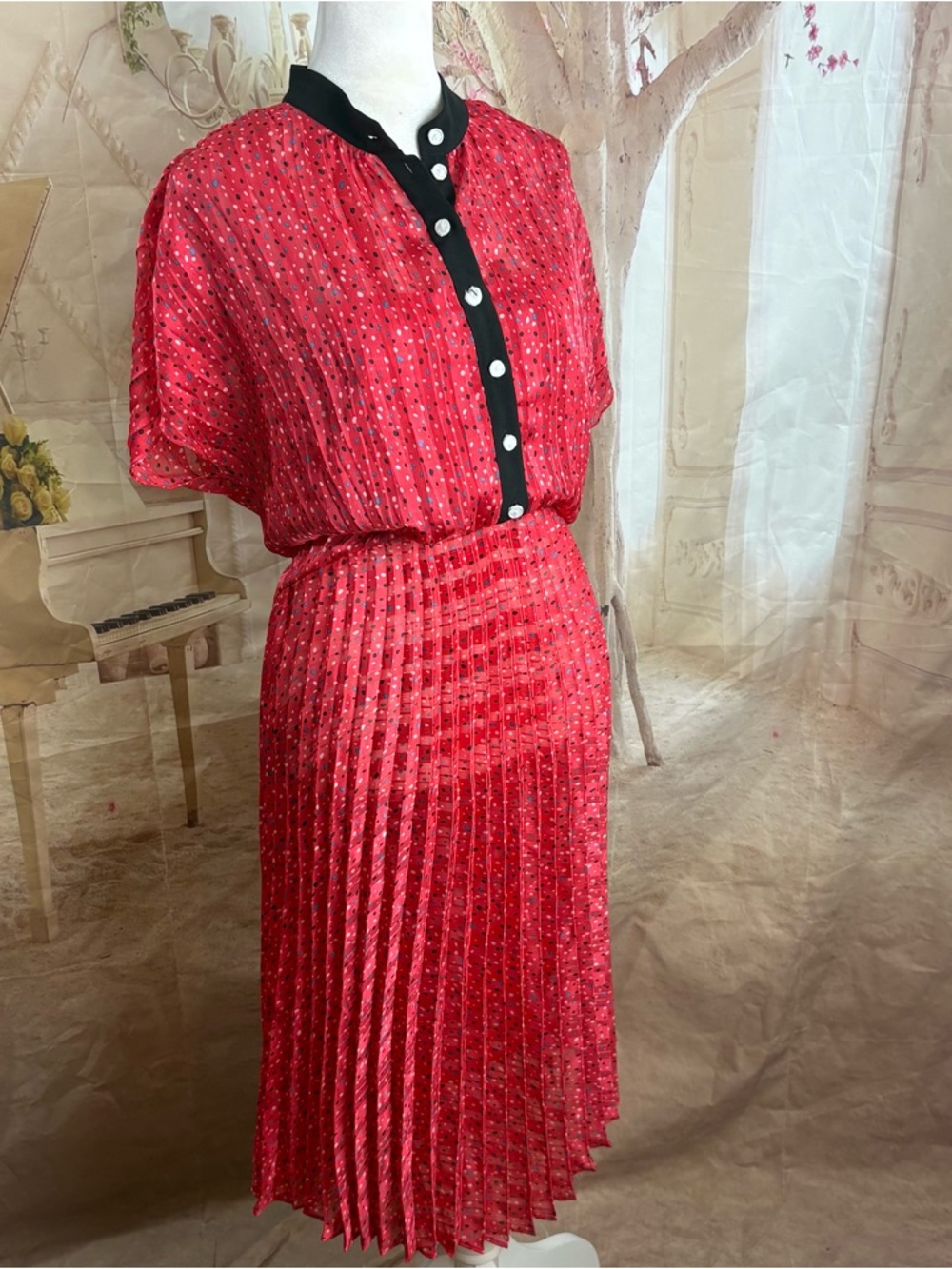 NEW Coach Ted Dot Pleated Fit Flare dress - Picture 5 of 12